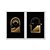 Kit Dois Quadros Decorativos Abstrato Janelas Deserto Escada Dourada e Preto - Imagem 1