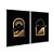 Kit Dois Quadros Decorativos Abstrato Janelas Deserto Escada Dourada e Preto - Imagem 4