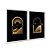 Kit Dois Quadros Decorativos Abstrato Janelas Deserto Escada Dourada e Preto - Imagem 2