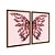 Kit Dois Quadros Decorativos Borboleta de Cristal Rosê Fundo Rosa - Imagem 6