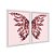 Kit Dois Quadros Decorativos Borboleta de Cristal Rosê Fundo Rosa - Imagem 2