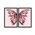 Kit Dois Quadros Decorativos Borboleta de Cristal Rosê Fundo Rosa - Imagem 3