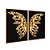 Kit Dois Quadros Decorativos Borboleta de Cristal Dourada Fundo Preto - Imagem 6