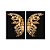 Kit Dois Quadros Decorativos Borboleta de Cristal Dourada Fundo Preto - Imagem 3