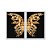 Kit Dois Quadros Decorativos Borboleta de Cristal Dourada Fundo Preto - Imagem 1