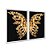 Kit Dois Quadros Decorativos Borboleta de Cristal Dourada Fundo Preto - Imagem 2