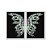 Kit Dois Quadros Decorativos Borboleta de Cristal Verde Fundo Preto - Imagem 1