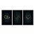 Kit 3 Quadros Decorativos Love Corações Dourados Fundo Preto - Imagem 3