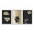 Kit 3 Quadros Decorativos Costelas De Adão Douradas Fundo Preto - Imagem 1