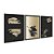 Kit 3 Quadros Decorativos Costelas De Adão Douradas Fundo Preto - Imagem 4