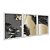 Kit 3 Quadros Decorativos Abstrato Folhas Pretas E Branca Detalhes Dourados - Imagem 2