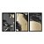 Kit 3 Quadros Decorativos Abstrato Folhas Pretas E Branca Detalhes Dourados - Imagem 3