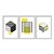 Kit 3 Quadros Decorativos Abstrato Figuras Geométricas Detalhes Amarelos - Imagem 1