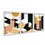 Kit 3 Quadros Decorativos Cidade Abstrata Isométrica Tons de Laranja - Imagem 2