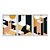 Kit 3 Quadros Decorativos Cidade Abstrata Isométrica Tons de Laranja - Imagem 1