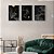 Kit 3 Quadros Decorativos Circulos Dourados Folhas Brancas Fundo Preto Linha Dourada Abstrato - Imagem 7