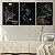 Kit 3 Quadros Decorativos Circulos Dourados Folhas Brancas Fundo Preto Linha Dourada Abstrato - Imagem 9