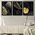 Kit 3 Quadros Decorativos Folhas Douradas Fundo Preto Moderno - Imagem 9