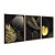 Kit 3 Quadros Decorativos Folhas Douradas Fundo Preto Moderno - Imagem 6