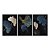 Kit 3 Quadros Decorativos Folhas Beges e Azuis Detalhes Dourados Moderno - Imagem 3