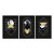 Kit 3 Quadros Decorativos Circulos Mármorizados Detalhes Em Ouro Preto E Branco Morderno - Imagem 3