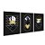 Kit 3 Quadros Decorativos Circulos Mármorizados Detalhes Em Ouro Preto E Branco Morderno - Imagem 4