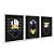 Kit 3 Quadros Decorativos Circulos Mármorizados Detalhes Em Ouro Preto E Branco Morderno - Imagem 2