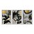 Kit 3 Quadros Decorativos Plantas Sol Amarelo Ao Fundo Detalhes Dourados Morderno - Imagem 1