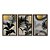 Kit 3 Quadros Decorativos Plantas Sol Amarelo Ao Fundo Detalhes Dourados Morderno - Imagem 5