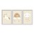 Kit 3 Quadros Decorativos Desenho Arco-Íris Núvens Unicornio Infantil Fundo Bege - Imagem 1
