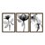 Kit 3 Quadros Decorativos Fotografia Preto E Branco Flores e Suas Folhas - Imagem 5