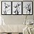 Kit 3 Quadros Decorativos Flores Preto E Branco Abstrato Moderno - Imagem 9