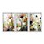 Kit 3 Quadros Decorativos Efeito Pintura Flores Brancas E Laranjas Em Um Campo Esverdeado - Imagem 1