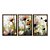 Kit 3 Quadros Decorativos Efeito Pintura Flores Brancas E Laranjas Em Um Campo Esverdeado - Imagem 5