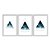Kit 3 Quadros Decorativos Triangulos Dupla Exposição Degradê Caótigo Azul Ao Branco - Imagem 1