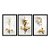 Kit 3 Quadros Decorativos Flores Douradas Fundo Branco Moderno - Imagem 3