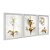 Kit 3 Quadros Decorativos Flores Douradas Fundo Branco Moderno - Imagem 2