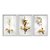 Kit 3 Quadros Decorativos Flores Douradas Fundo Branco Moderno - Imagem 1