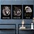 Kit 3 Quadros Decorativos Leão Lobo Águia Com Olhos Azuis Em Um Fundo Preto - Imagem 7