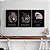 Kit 3 Quadros Decorativos Leão Lobo Águia Com Olhos Azuis Em Um Fundo Preto - Imagem 9