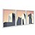 Kit 3 Quadros Decorativos Desenhos Prédios Modernos Céu Laranja - Imagem 2