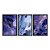 Kit 3 Quadros Decorativos Efeito Pintura Manchas de Tinta Rabiscos Formas Abstratas Azul - Imagem 3