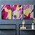 Kit 3 Quadros Decorativos Efeito Pintura Manchas de Tinta Rabiscos Formas Abstratas Rosa E Amarelo - Imagem 7