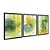 Kit 3 Quadros Decorativos Efeito Abstrato Manchas De Tina Amarelas E Verdes Sobre Um Fundo Branco Abstrato - Imagem 4