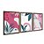 Kit 3 Quadros Decorativos Folhas e Plantas Em Fundo Abstrato Rosa - Imagem 6