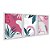 Kit 3 Quadros Decorativos Folhas e Plantas Em Fundo Abstrato Rosa - Imagem 2
