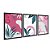 Kit 3 Quadros Decorativos Folhas e Plantas Em Fundo Abstrato Rosa - Imagem 4