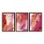 Kit 3 Quadros Decorativos Efeito Pintura Abstrata De Um Fundo Rosa E Laranja Splash de Tinta - Imagem 5