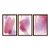 Kit 3 Quadros Decorativos Efeito Fundo Aquarela Rosa E Roxo Linhas Douradas - Imagem 5