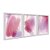 Kit 3 Quadros Decorativos Efeito Fundo Aquarela Rosa E Roxo Linhas Douradas - Imagem 2